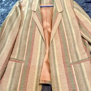 Vintage 70s ILGWU Striped Blazer Women’s 18 Southwestern Peach Lining USA Made